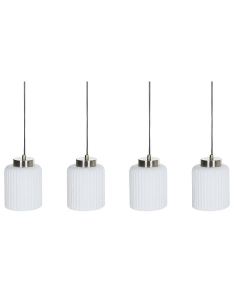 Pendant Lamp Hanging Light Black and Brass Metal with 4 White Glass Shades Modern Industrial Design Beliani