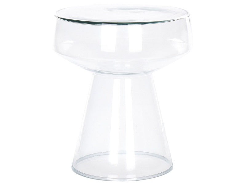 Side End Table Transparent Glass 37 x 37 x 43 cm Coffee Console Oval Designer Shape Living Room Modern Beliani