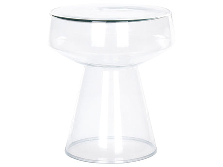 Side End Table Transparent Glass 37 x 37 x 43 cm Coffee Console Oval Designer Shape Living Room Modern Beliani