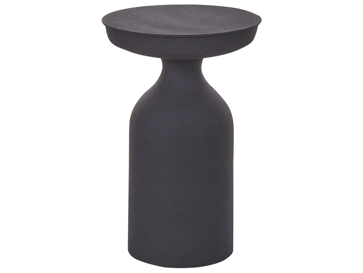 Side Table Black Iron 33 x 33 x 50 cm Round Top Oval Shape Coffee End Console Living Room Bedroom Modern Beliani