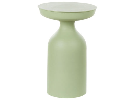 Side Table Light Green Iron 33 x 33 x 50 cm Round Top Oval Shape Coffee End Console Living Room Bedroom Modern Beliani