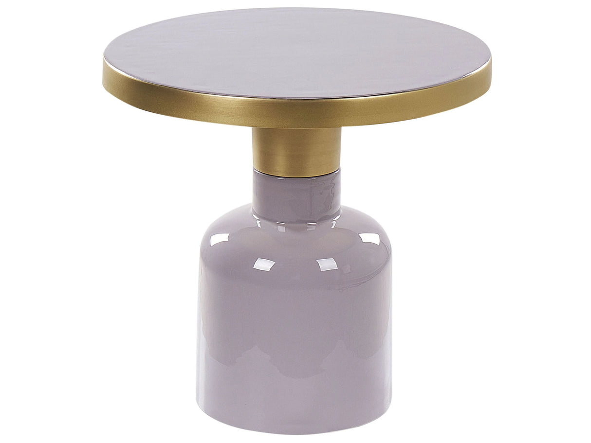 Side Table Violet Brass Iron  45 cm Round Top Oval Shape Coffee End Console Living Room Bedroom Modern Beliani