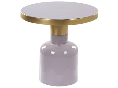 Side Table Violet Brass Iron  45 cm Round Top Oval Shape Coffee End Console Living Room Bedroom Modern Beliani