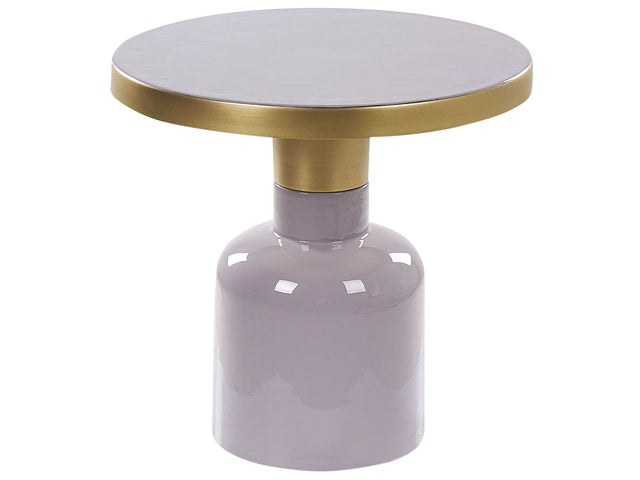 Side Table Violet Brass Iron  45 cm Round Top Oval Shape Coffee End Console Living Room Bedroom Modern Beliani