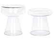 Set of 2 Side End Tables Transparent Glass 37 x 37 x 43 / 39 x 39 x 40 cm Coffee Console Oval Designer Shape Living Room Modern Beliani