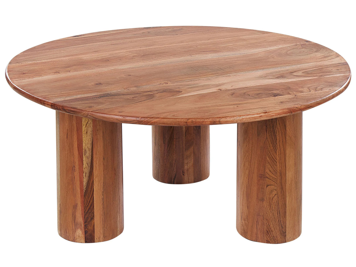 Coffee Side Table Light Wood Acacia Wood Table Top Wooden Legs  80 cm Modern Traditional Design Living Room Beliani