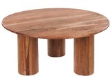Coffee Side Table Light Wood Acacia Wood Table Top Wooden Legs  80 cm Modern Traditional Design Living Room Beliani