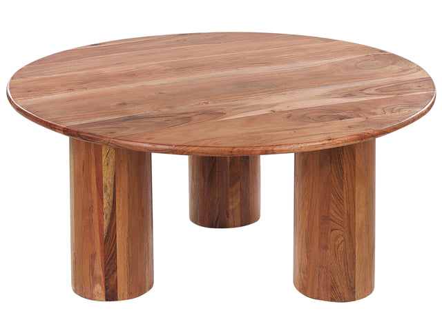 Coffee Side Table Light Wood Acacia Wood Table Top Wooden Legs  80 cm Modern Traditional Design Living Room Beliani