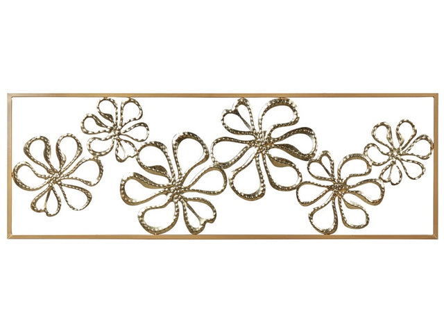 Wall Decor Gold Iron 90 x 31 cm Handmade Floral Design Wall Art Modern Industrial Accessory Beliani