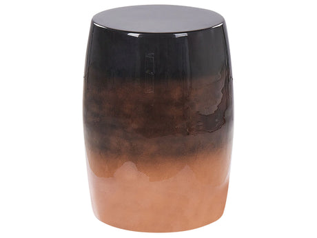 Accent Side Table Golden Brown and Black Iron  28 cm  Round Top Drum Shape Modern Style Living Room Bedroom Beliani