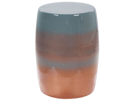 Accent Side Table Golden Brown and Blue Iron  28 cmRound Top Drum Shape Modern Style Living Room Bedroom Beliani