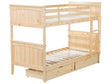 Double Bank Bed with Storage Drawers  Light Wood Pine Wood EU Single Size 3ft High Sleeper Children Kids Bedroom Beliani