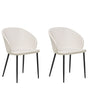 Set of 2 Dining Chairs Light Beige Fabric Upholstered Black Legs Retro Style Living Space Furniture Beliani