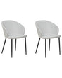 Set of 2 Dining Chairs Light Grey Fabric Upholstered Black Legs Retro Style Living Space Furniture Beliani