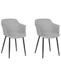 Set of 2 Dining Chairs Light Grey Fabric Upholstered Black Legs Retro Style Living Space Furniture Beliani