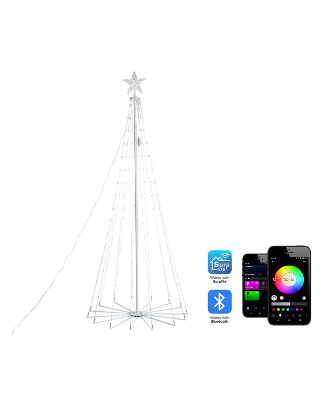 LED Christmas Tree Green App-Controlled Colour Changing 190 cm with Timer and Switch Christmas Decoration Living Room Beliani