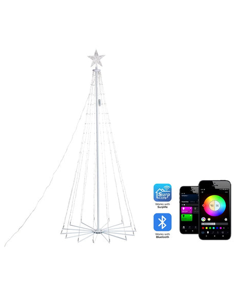 LED Christmas Tree Green App-Controlled Colour Changing 210 cm with Timer and Switch Christmas Decoration Living Room Beliani