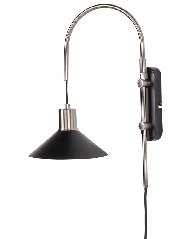 Wall Lamp Black Silver Steel 1 Light Lighting Cone Shade Modern Industrial Living Room Bedroom Beliani