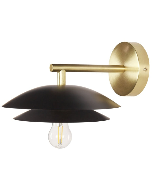 Wall Lamp Black Gold Metal 22 x 29 x 14 cm Cone Shade Decorative Light Accent Lighting Modern Glam Beliani