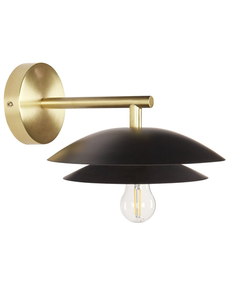Wall Lamp Black Gold Metal 22 x 29 x 14 cm Cone Shade Decorative Light Accent Lighting Modern Glam Beliani