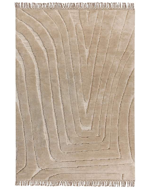 Area Rug Beige Polyester Cotton Backing 160 x 230 cm Decorative Tassels Floor Mat Classic Design Living Room Bedroom Beliani