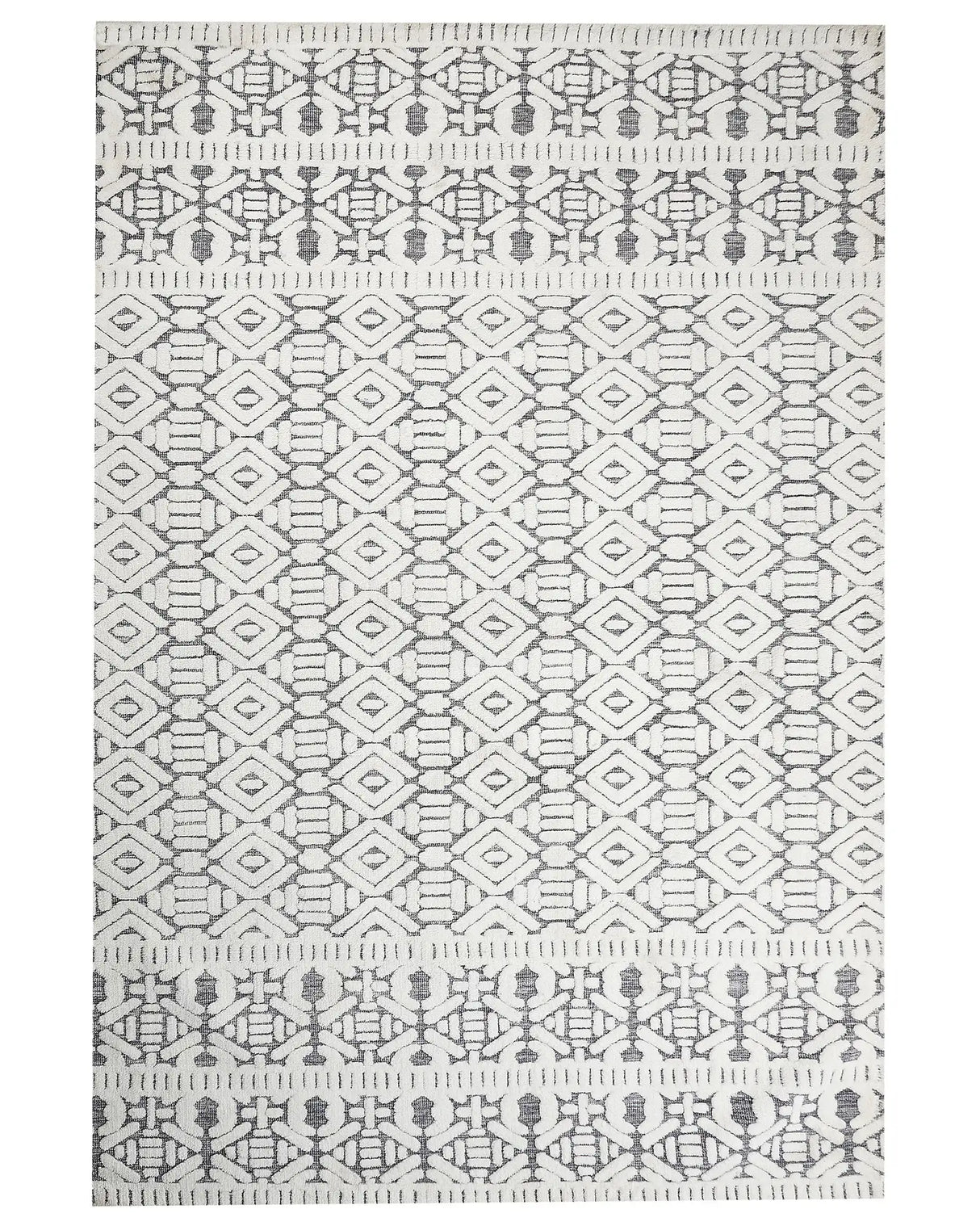 Area Rug White and Grey Polyester Cotton Backing 200 x 300 cm Decorative Floor Mat Modern Design Living Room Bedroom Beliani