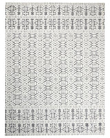 Area Rug White and Grey Polyester Cotton Backing 300 x 400 cm Decorative Floor Mat Modern Design Living Room Bedroom Beliani