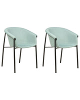 Set of 2 Dining Chairs Mint Green Fabric Upholster Contemporary Modern Design Dining Room Seating Beliani