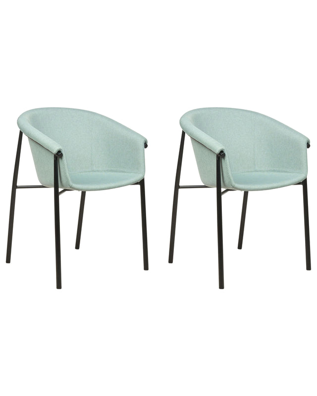 Set of 2 Dining Chairs Mint Green Fabric Upholster Contemporary Modern Design Dining Room Seating Beliani