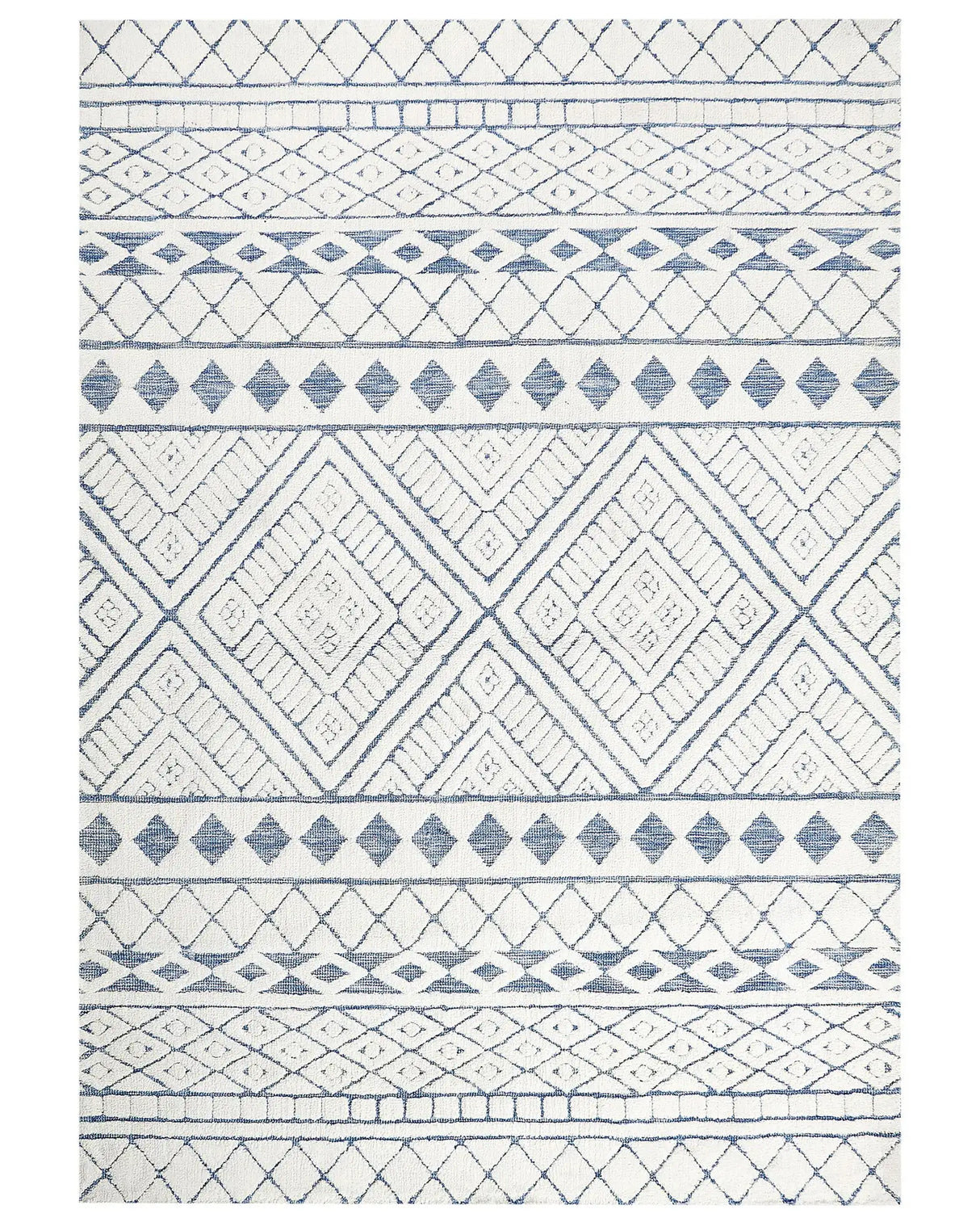Area Rug White and Blue Polyester Cotton Backing 160 x 230 cm Decorative Floor Mat Modern Design Living Room Bedroom Beliani