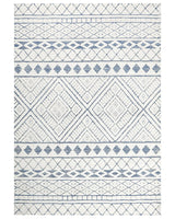 Area Rug White and Blue Polyester Cotton Backing 160 x 230 cm Decorative Floor Mat Modern Design Living Room Bedroom Beliani