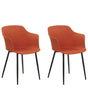 Set of 2 Dining Chairs Orange Fabric Upholstered Black Legs Retro Style Living Space Furniture Beliani