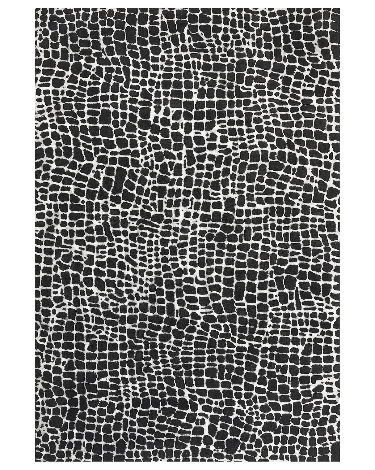 Area Rug Black and White Polyester Cotton Backing 200 x 300 cm Decorative Floor Mat Modern Design Living Room Bedroom Beliani