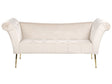 Chaise Lounge Cream Beige Velvet Upholstery Tufted Double Ended Seat with Metal Gold Legs Beliani