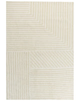 Area Rug Beige Wool 160 x 230 cm Striped Pattern Solid Colour Modern Minimalistic Living Room Rug Beliani