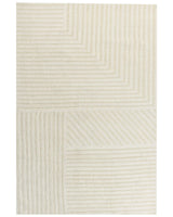 Area Rug Beige Wool 200 x 300 cm Striped Pattern Solid Colour Modern Minimalistic Living Room Rug Beliani