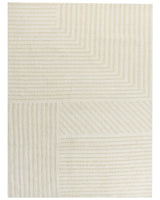 Area Rug Beige Wool 300 x 400 cm Striped Pattern Solid Colour Modern Minimalistic Living Room Rug Beliani