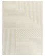 Area Rug Beige Wool 300 x 400 cm Striped Pattern Solid Colour Modern Minimalistic Living Room Rug Beliani
