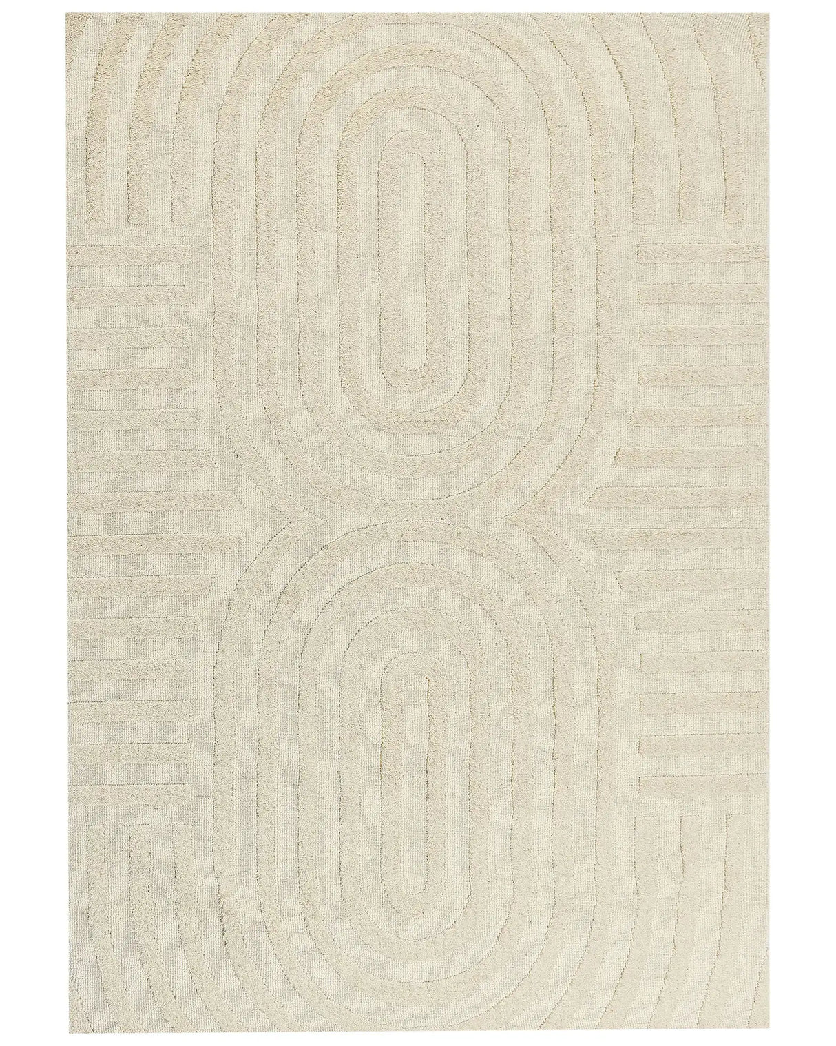Area Rug Beige Wool 160 x 230 cm Geometric Pattern Solid Colour Modern Minimalistic Living Room Rug Beliani