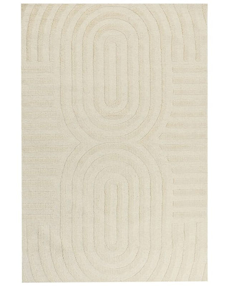 Area Rug Beige Wool 200 x 300 cm Geometric Pattern Solid Colour Modern Minimalistic Living Room Rug Beliani