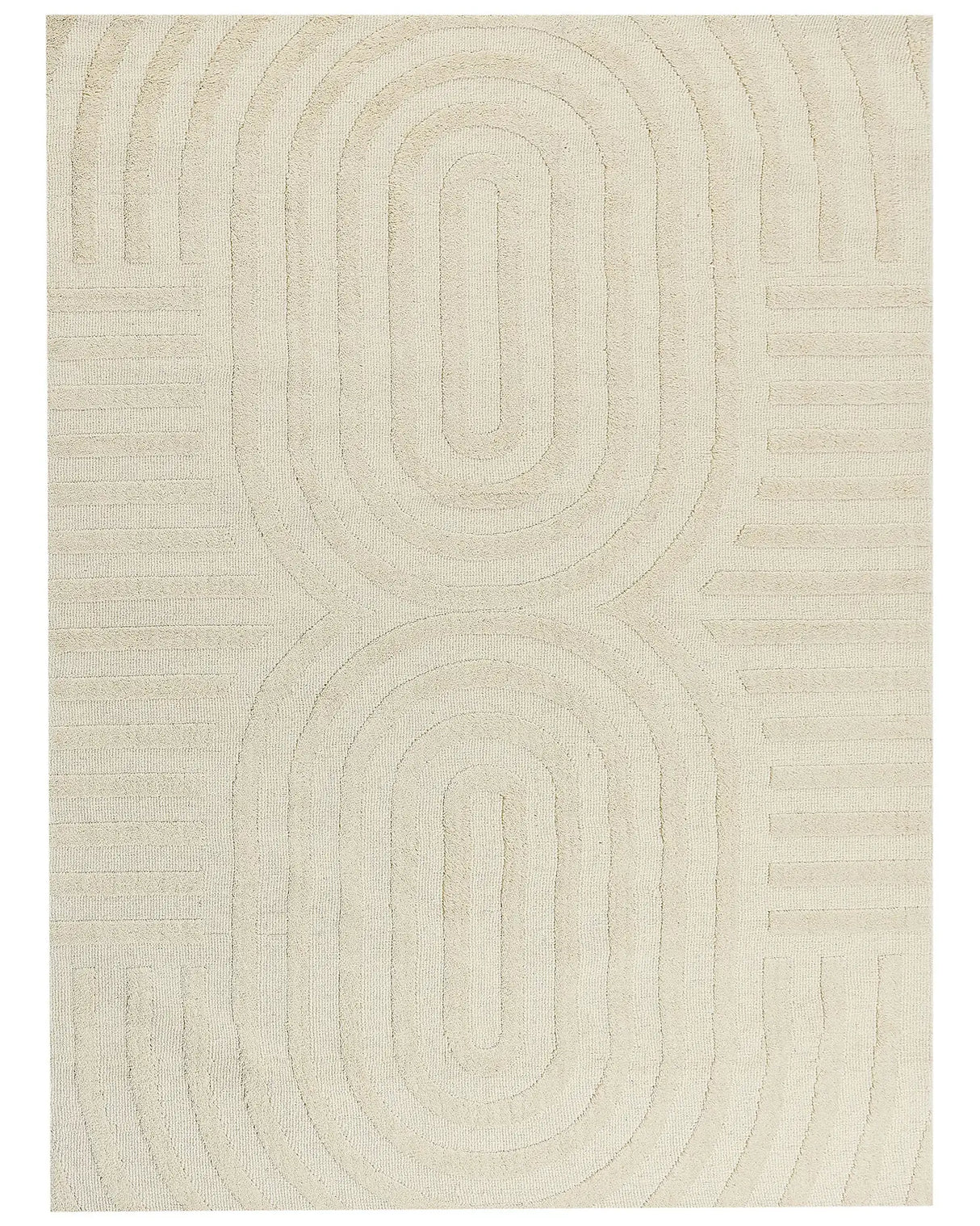 Area Rug Beige Wool 300 x 400 cm Geometric Pattern Solid Colour Modern Minimalistic Living Room Rug Beliani