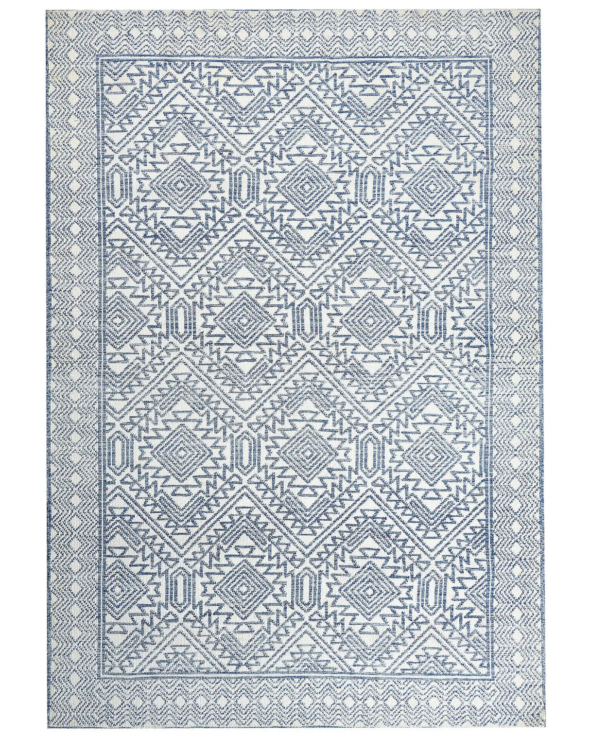 Area Rug Blue and White Polyester 160 x 230 cm Geometric Pattern Solid Colour Modern Minimalistic Living Room Rug Beliani