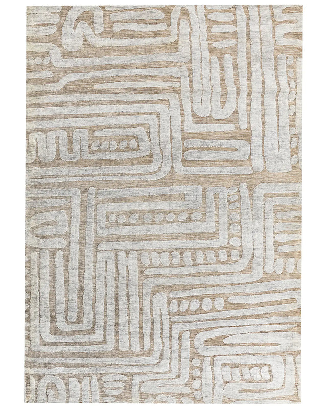 Area Rug Beige Polyester 160 x 230 cm Geometric Pattern Solid Colour Modern Minimalistic Living Room Rug Beliani