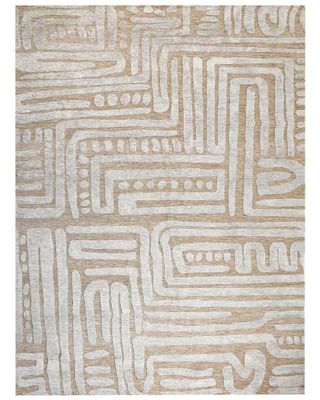 Area Rug Beige Polyester 300 x 400 cm Geometric Pattern Solid Colour Modern Minimalistic Living Room Rug Beliani