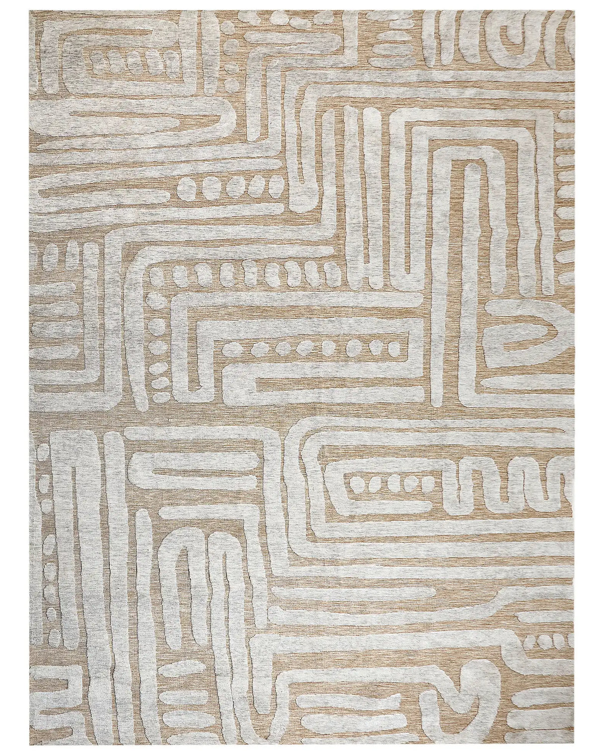 Area Rug Beige Polyester 300 x 400 cm Geometric Pattern Solid Colour Modern Minimalistic Living Room Rug Beliani