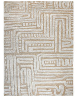 Area Rug Beige Polyester 300 x 400 cm Geometric Pattern Solid Colour Modern Minimalistic Living Room Rug Beliani