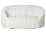 2 Seater Sofa Loveseat Off-White Velvet Contemporary Retro Design Tufted Seat Low Back Beliani