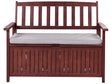 Garden Bench with Storage Mahogany Grey Solid Acacia Wood White Cushion 120 x 60 cm 2 Seater Outdoor Patio Rustic Traditional Style  Beliani