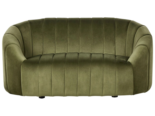 2 Seater Sofa Dark Green Velvet Contemporary Retro Design Tufted Seat Low Back Beliani