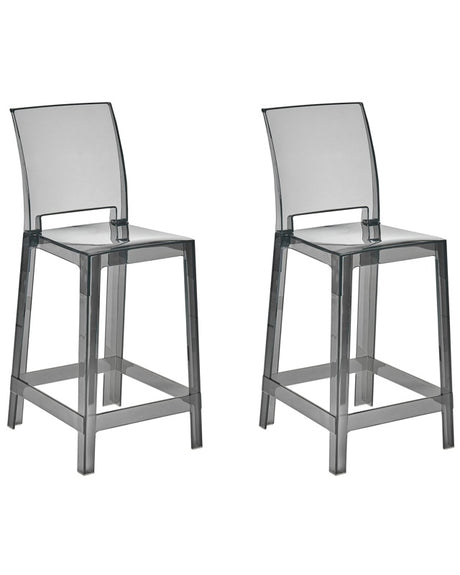 Set of 2 Bar Stools Transparent Black Plastic 99 cm Seat Counter Chair Beliani